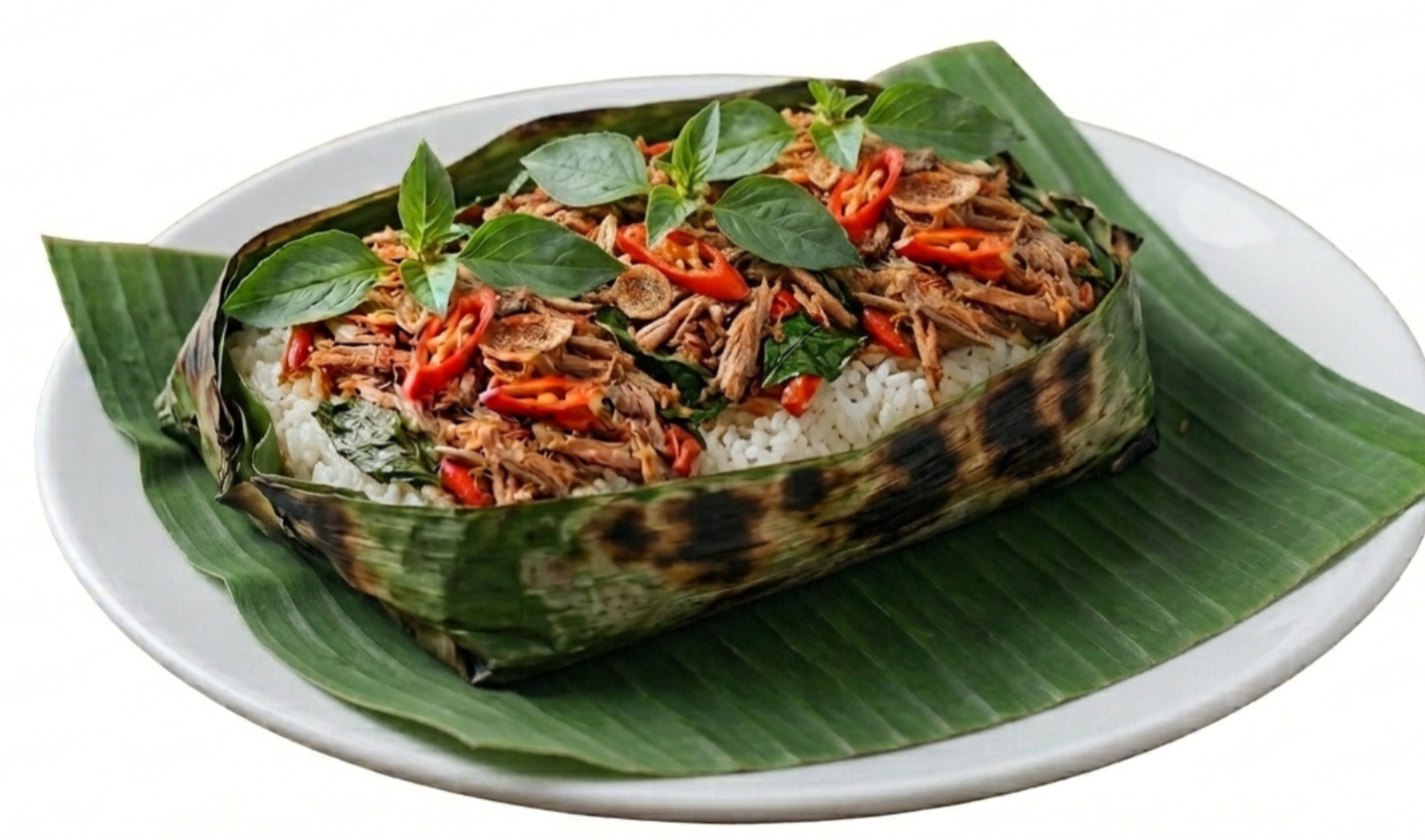 Nasi Bakar cakalang suwir