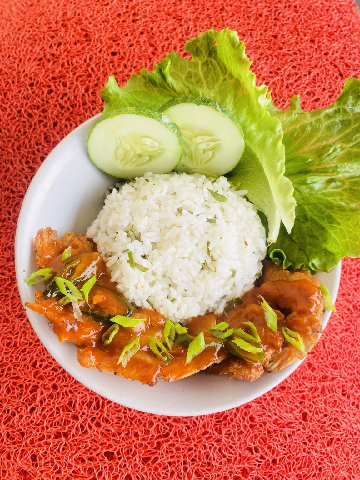 1. Nasi daun jeruk udang asam manis pedas